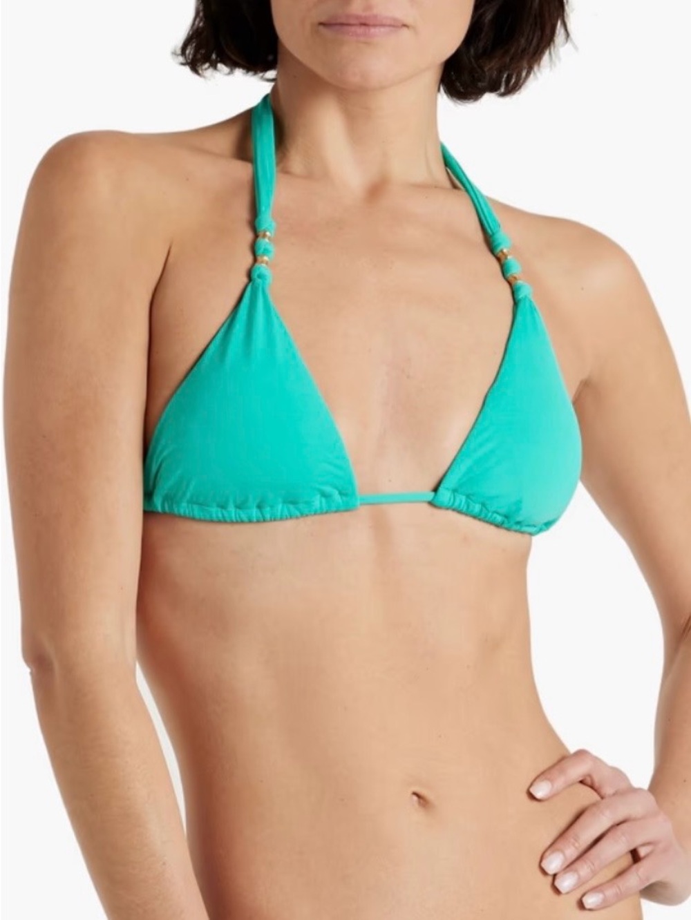 NWT Vix Paula Hermanny ‘Paula Bead-Embellished Triangle Bikini Top’ in Turquoise